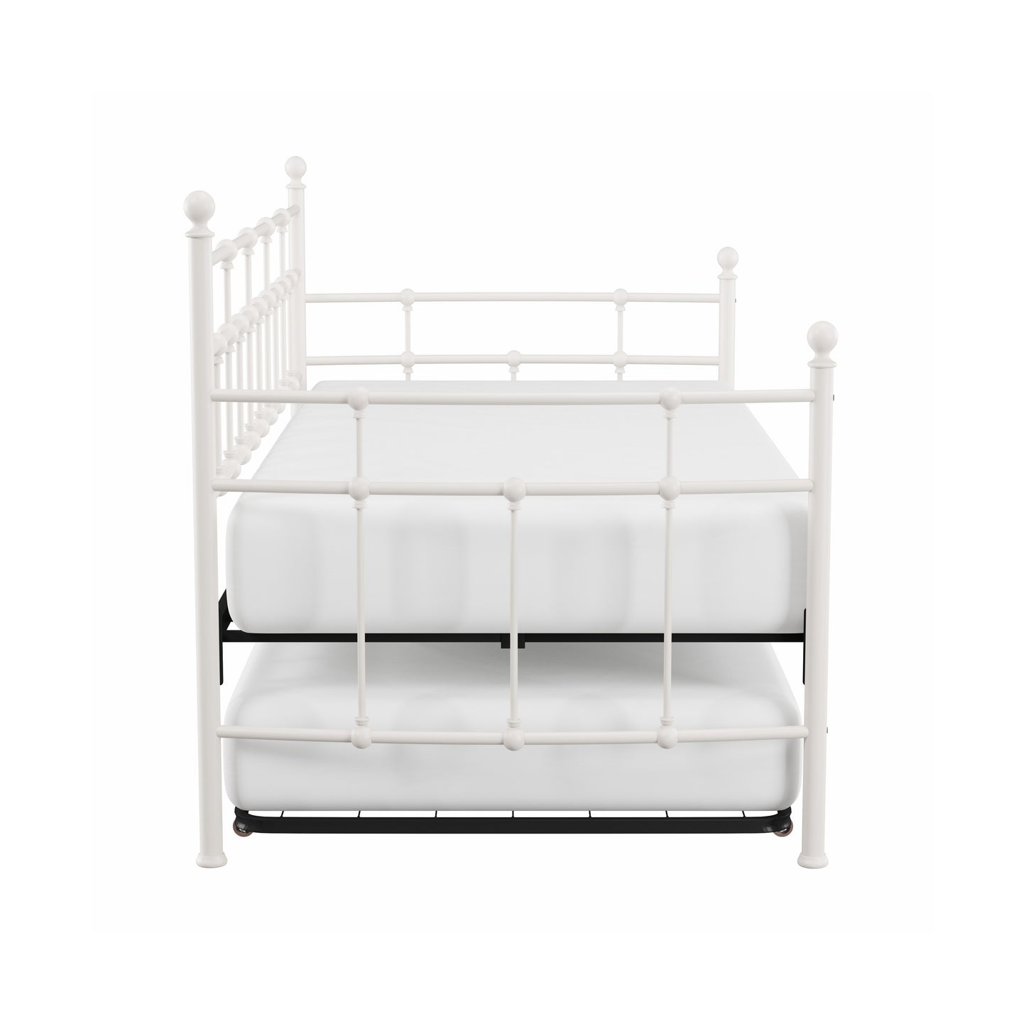 Hillsdale Furniture Providence Metal Twin Daybed with Roll Out Trundle, Soft White