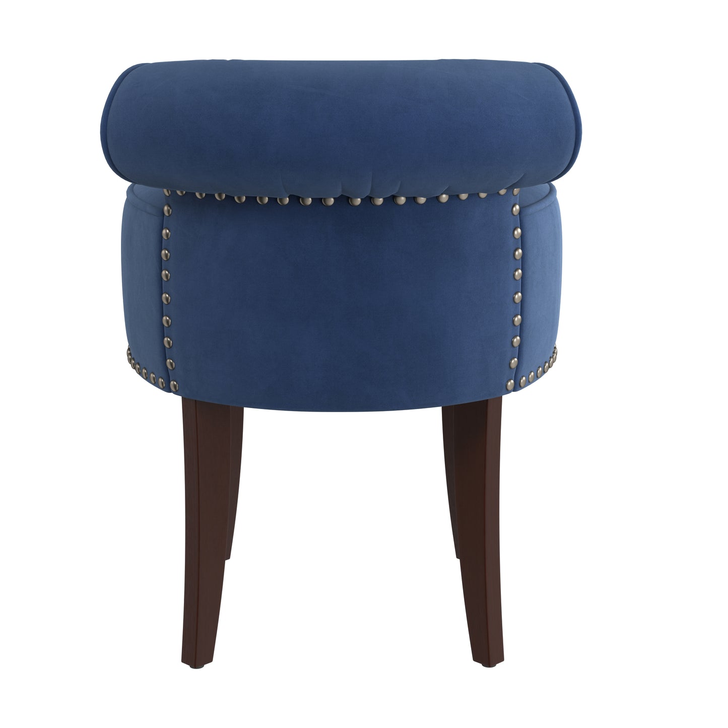 Hillsdale Furniture Lena Wood and Upholstered Vanity Stool, Espresso with Blue Velvet