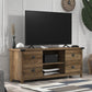 Living Essentials by Hillsdale Prestwick Gaming Ready Wood 60 inch TV Stand with 2 Doors and Shelves, Knotty Oak