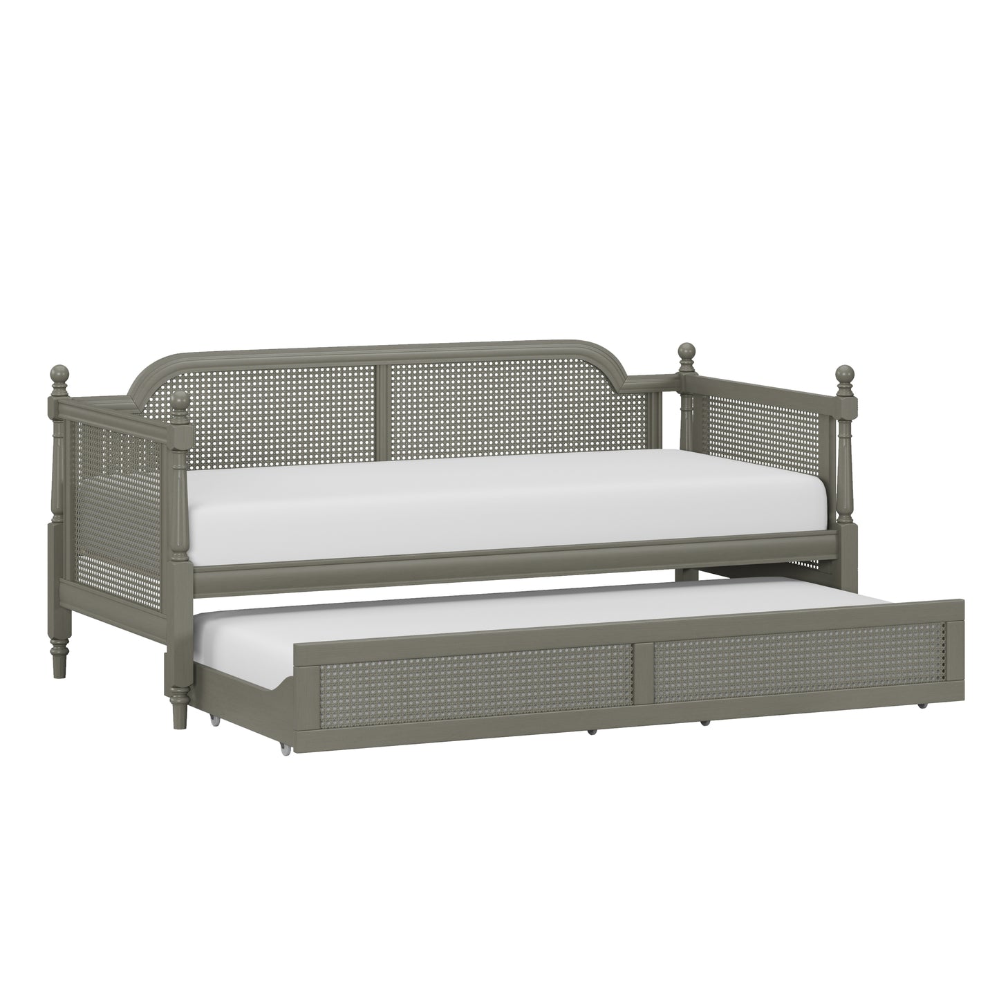 Hillsdale Furniture Melanie Wood and Cane Twin Daybed with Trundle, French Gray