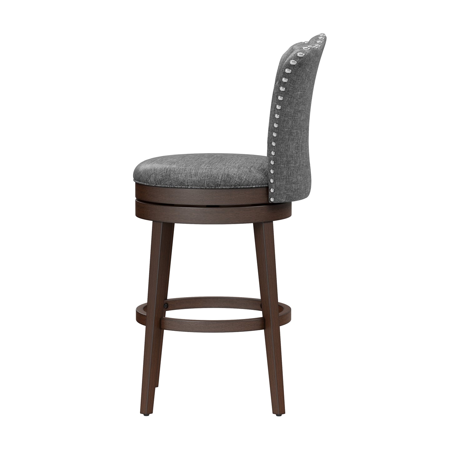 Hillsdale Furniture Edenwood Wood Bar Height Swivel Stool, Chocolate with Smoke Gray Fabric