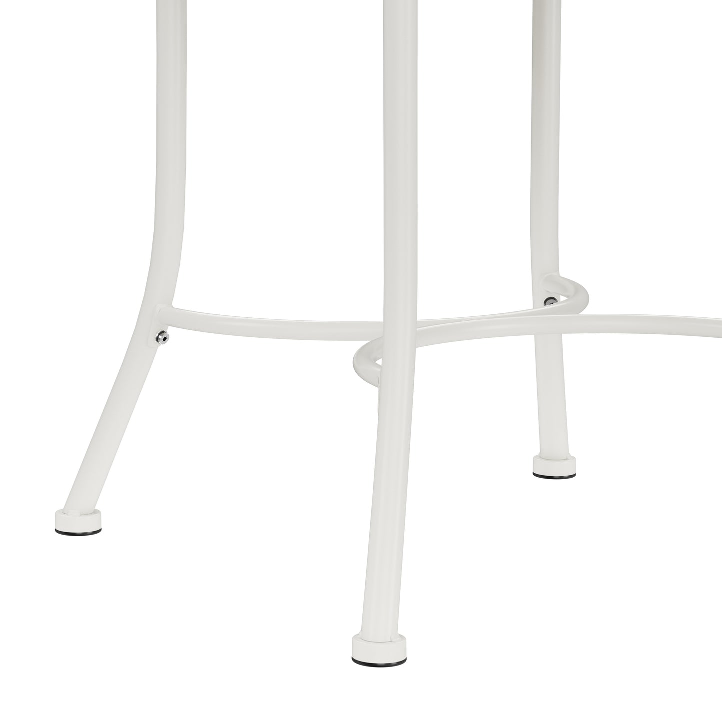 Hillsdale Furniture O'Malley Metal Vanity Stool, Shiny White with Cream Fabric