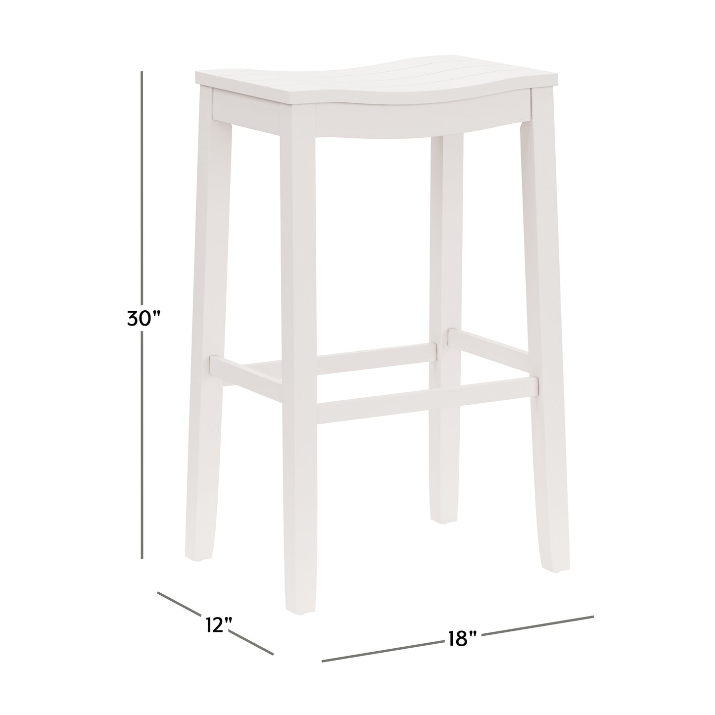 Hillsdale Furniture Fiddler Wood Backless Bar Height Stool, White