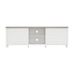 Living Essentials by Hillsdale Handerson 74 Inch Wood Entertainment Console, White with Dark Oak Finish Top