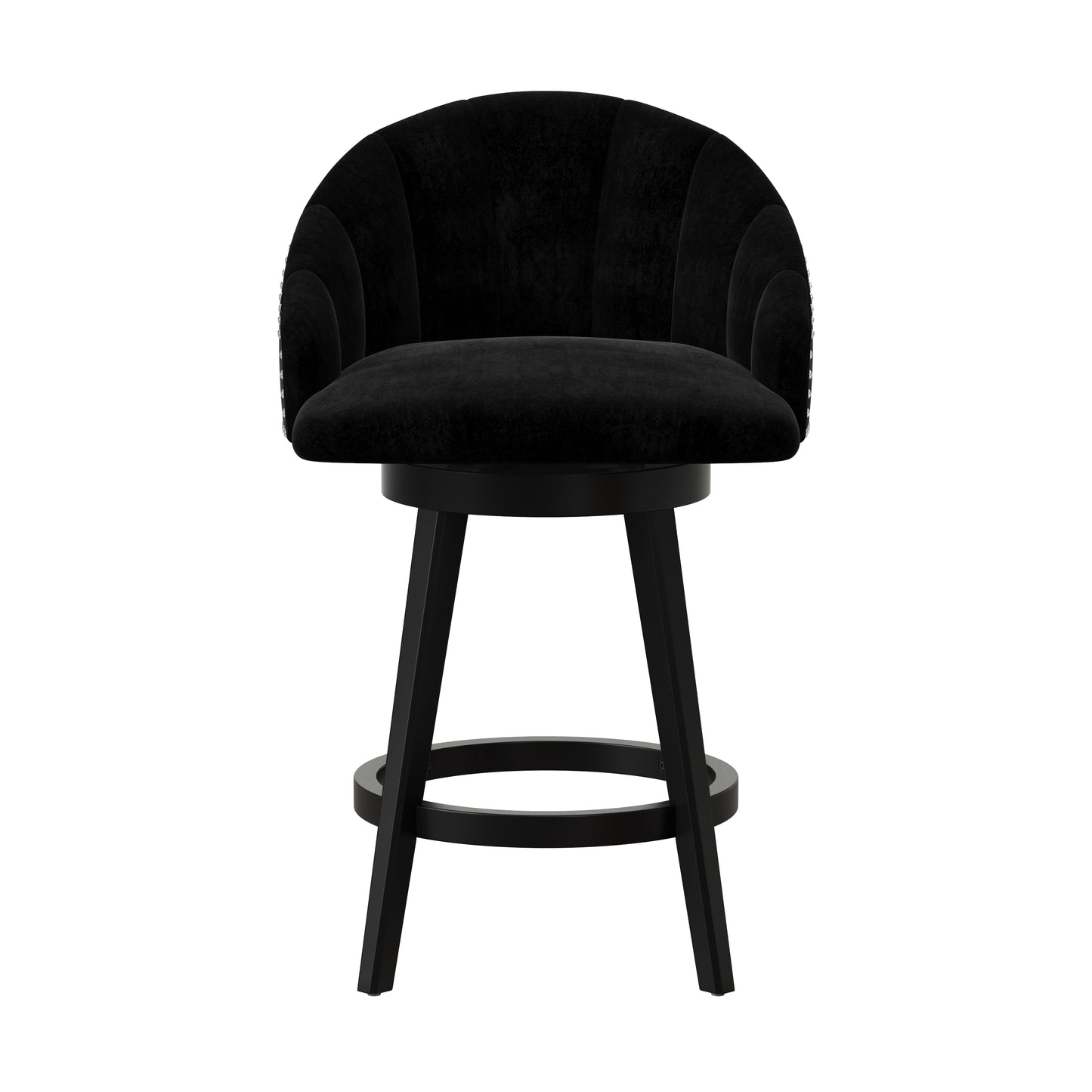 Hillsdale Furniture Dulcie Wood and Upholstered Counter Height Swivel Stool, Black