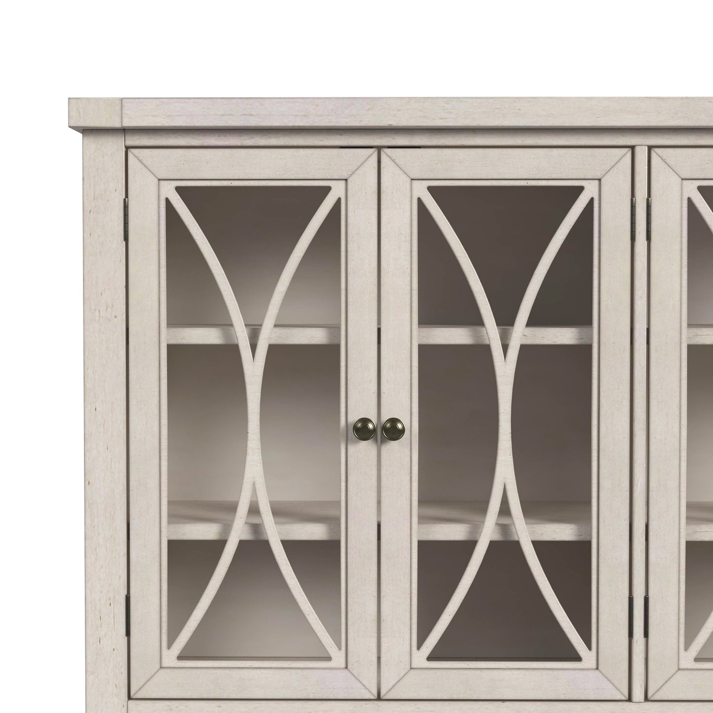 Hillsdale Furniture Bayside Wood 4 Door Console Cabinet, Antique White