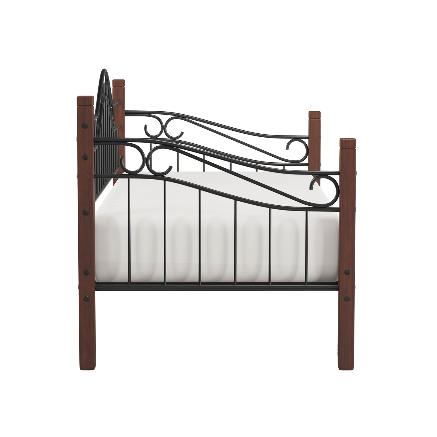 Hillsdale Furniture Matson Wood and Metal Daybed, Black with Cherry Posts