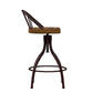 Hillsdale Furniture Worland Metal Adjustable Height Swivel Stool with Back, Brown Metal with Walnut Finished Wood