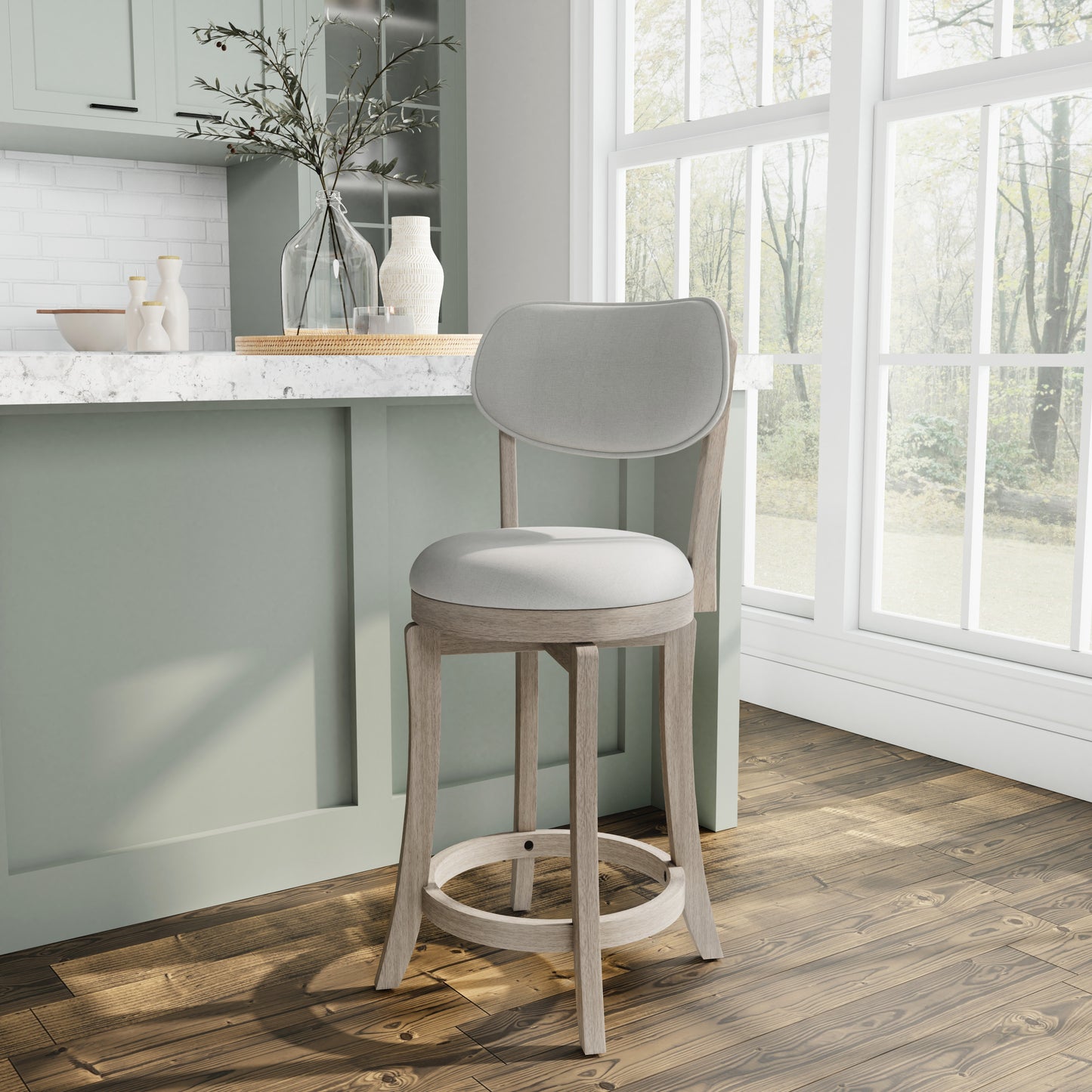 Hillsdale Furniture Sloan Wood Counter Height Swivel Stool, Aged Gray