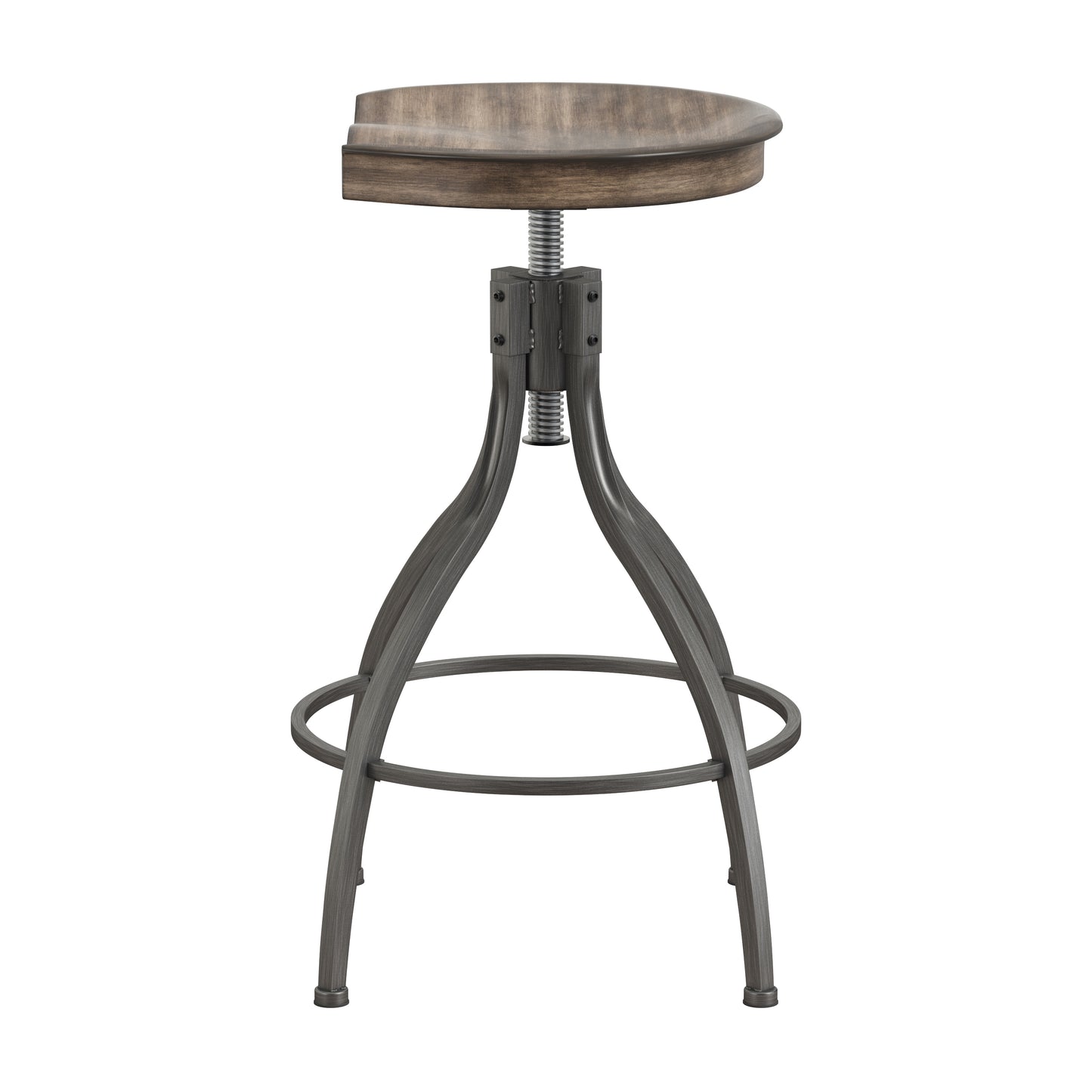 Hillsdale Furniture Worland Backless Metal Adjustable Height Swivel Stool, Gray Metal with Charcoal Finished Wood