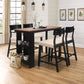 Hillsdale Furniture Knolle Park 5 Piece Wood Counter Height Dining Set, Black with Oak Wire Brush Finished Top