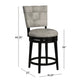 Hillsdale Furniture Kaede Wood and Upholstered Counter Height Swivel Stool, Black with Weathered Granite Gray Faux Leather