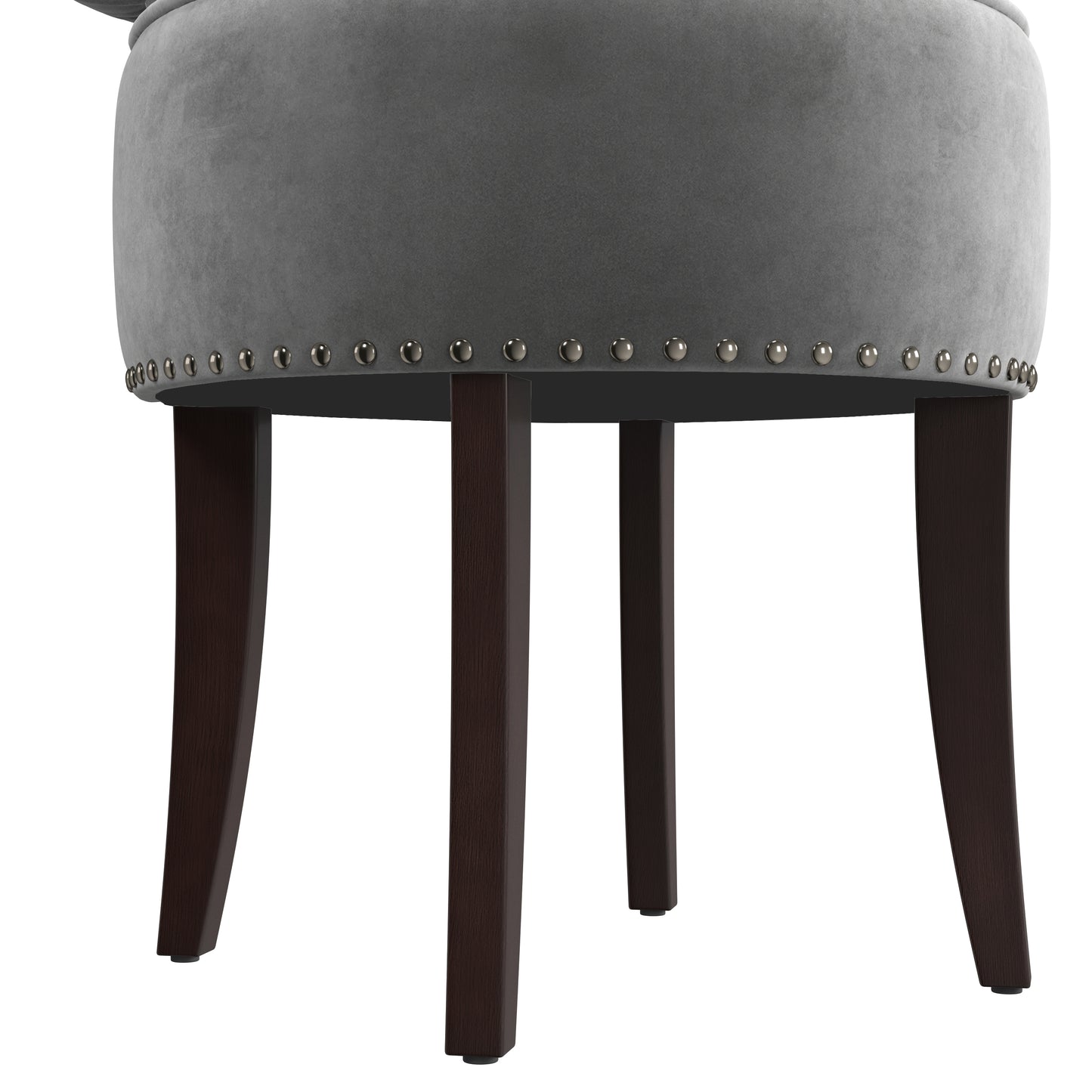 Hillsdale Furniture Lena Wood and Upholstered Vanity Stool, Espresso with Steel Gray Velvet