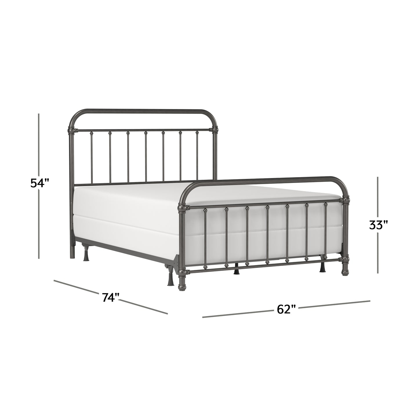 Hillsdale Furniture Kirkland Metal Queen Bed, Aged Pewter