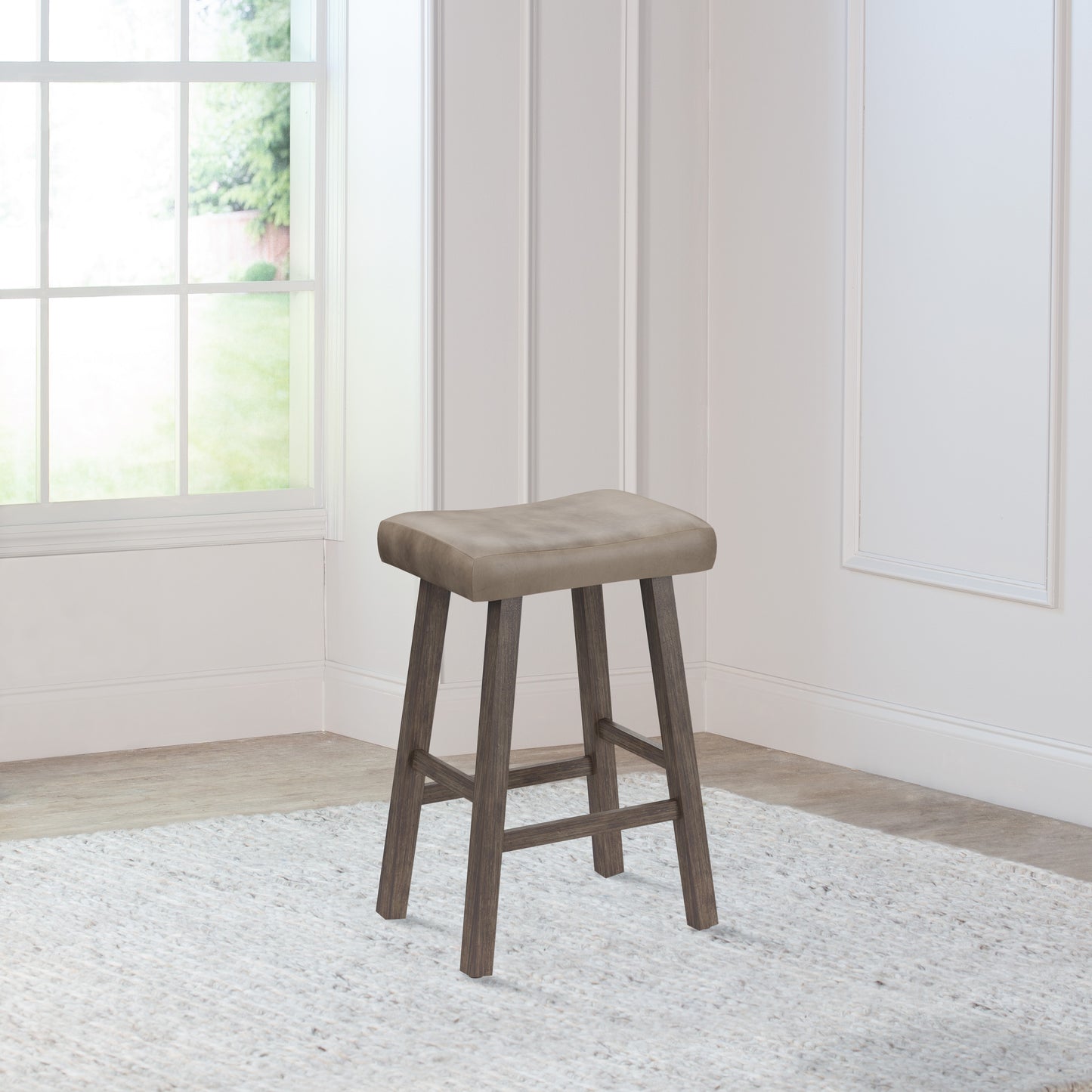 Hillsdale Furniture Saddle Wood Backless Counter Height Stool, Rustic Gray