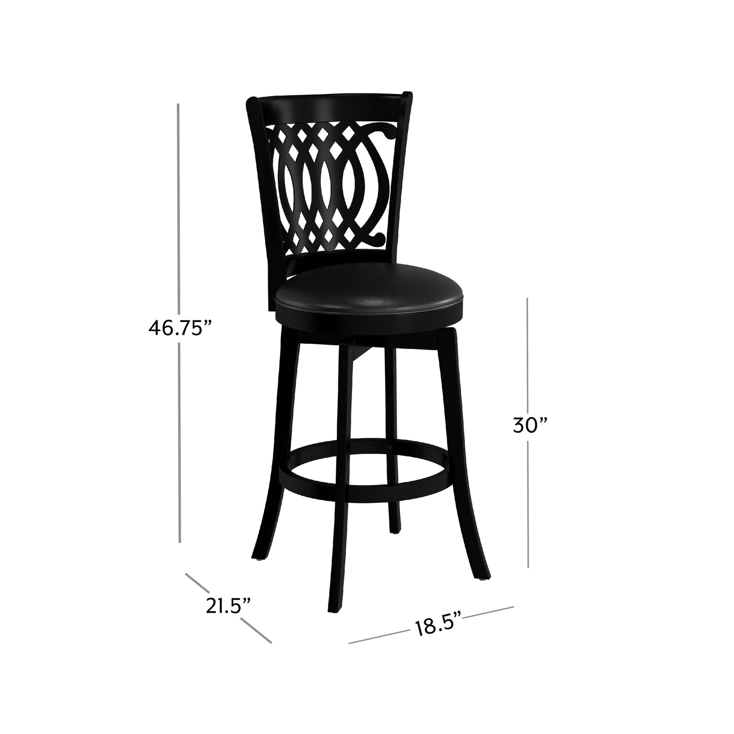 Hillsdale Furniture Van Draus Wood Bar Height Swivel Stool, Black