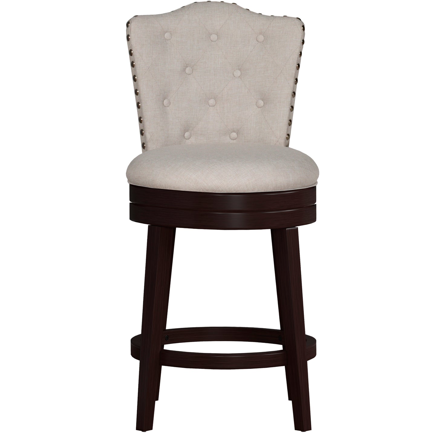 Hillsdale Furniture Edenwood Wood Counter Height Swivel Stool, Smoke Chocolate with Cream Fabric