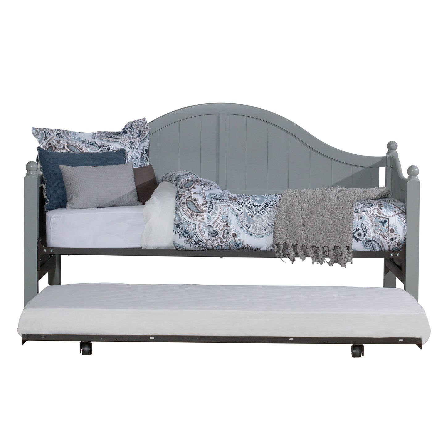 Hillsdale Furniture Augusta Wood Daybed with Roll Out Trundle, Gray