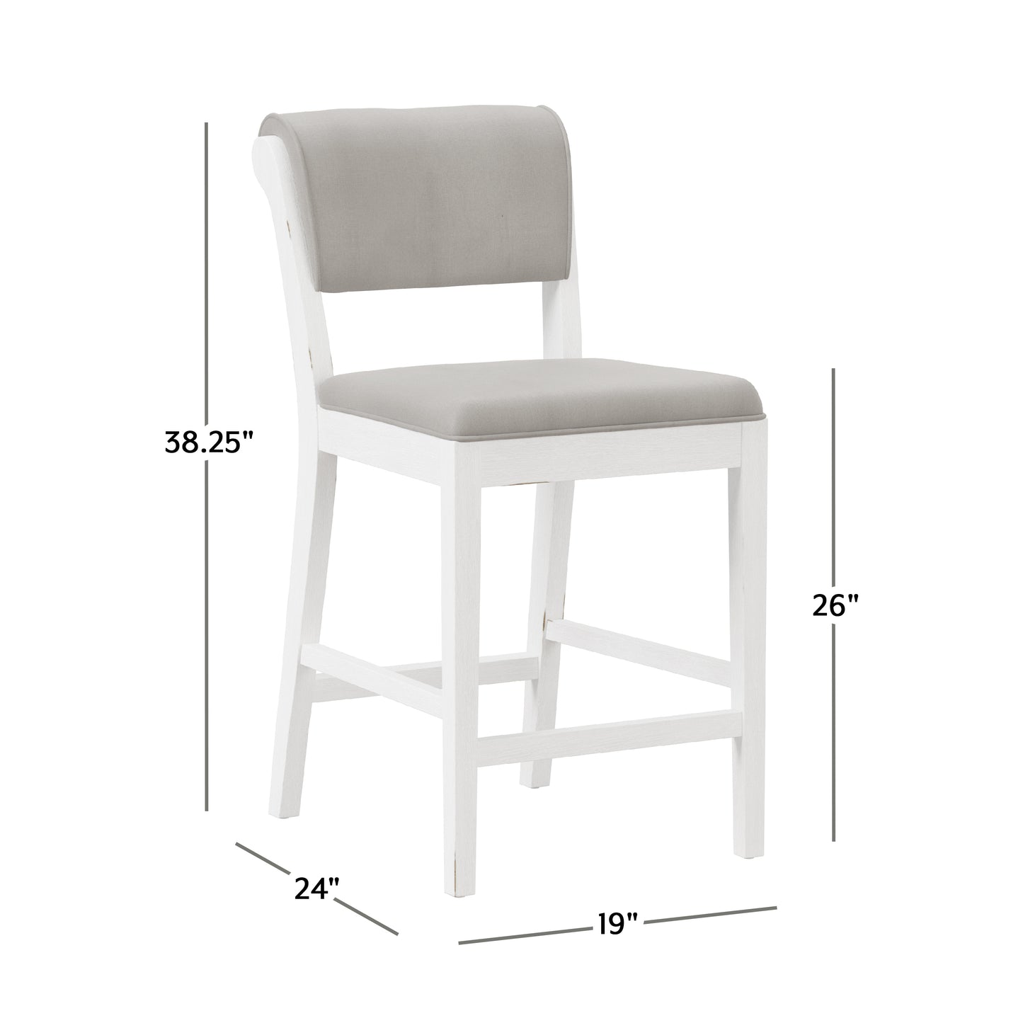 Hillsdale Furniture Clarion Wood and Upholstered Panel Back Counter Height Stool, Sea White