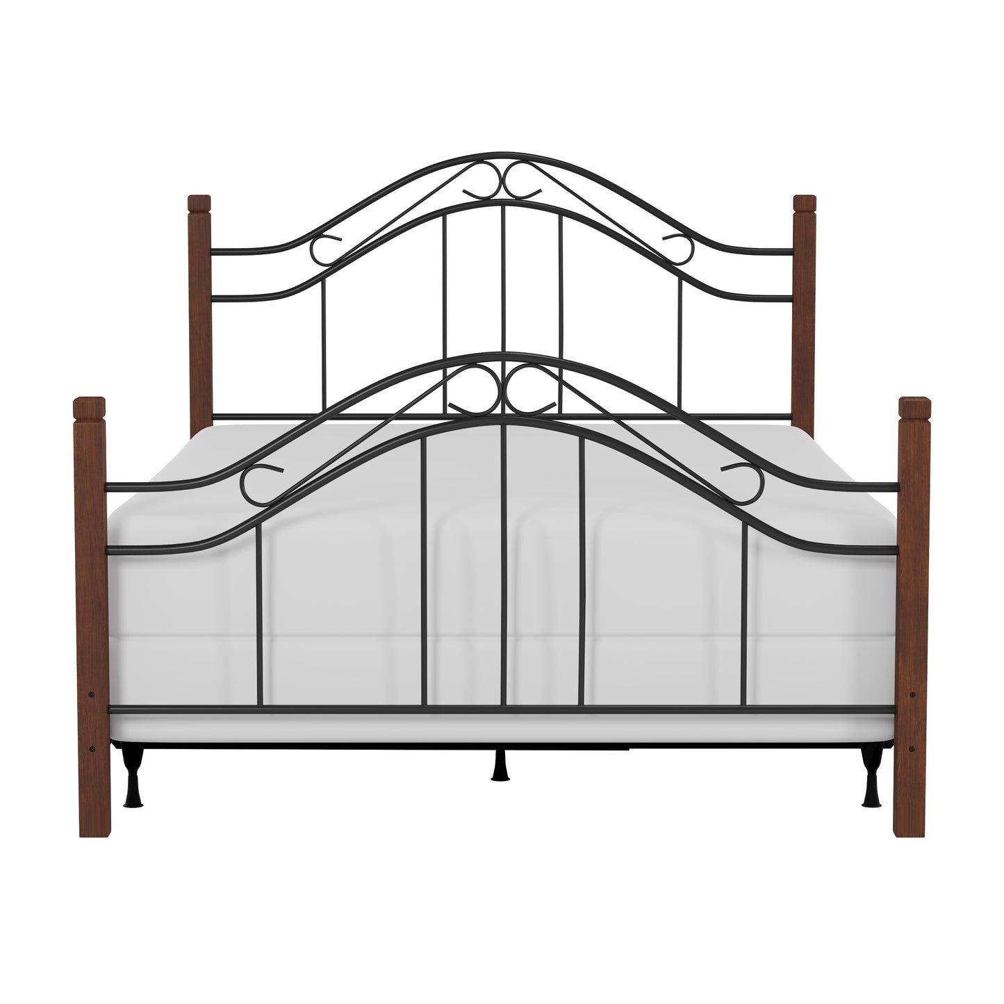 Hillsdale Furniture Matson Queen Metal Bed with Cherry Wood Posts, Black