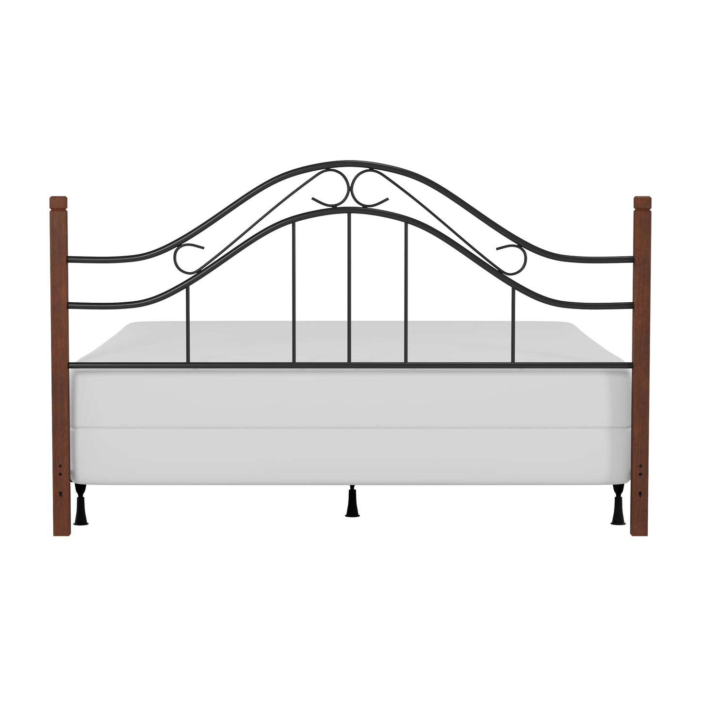 Hillsdale Furniture Matson King Metal Headboard with Frame and Cherry Wood Posts, Black