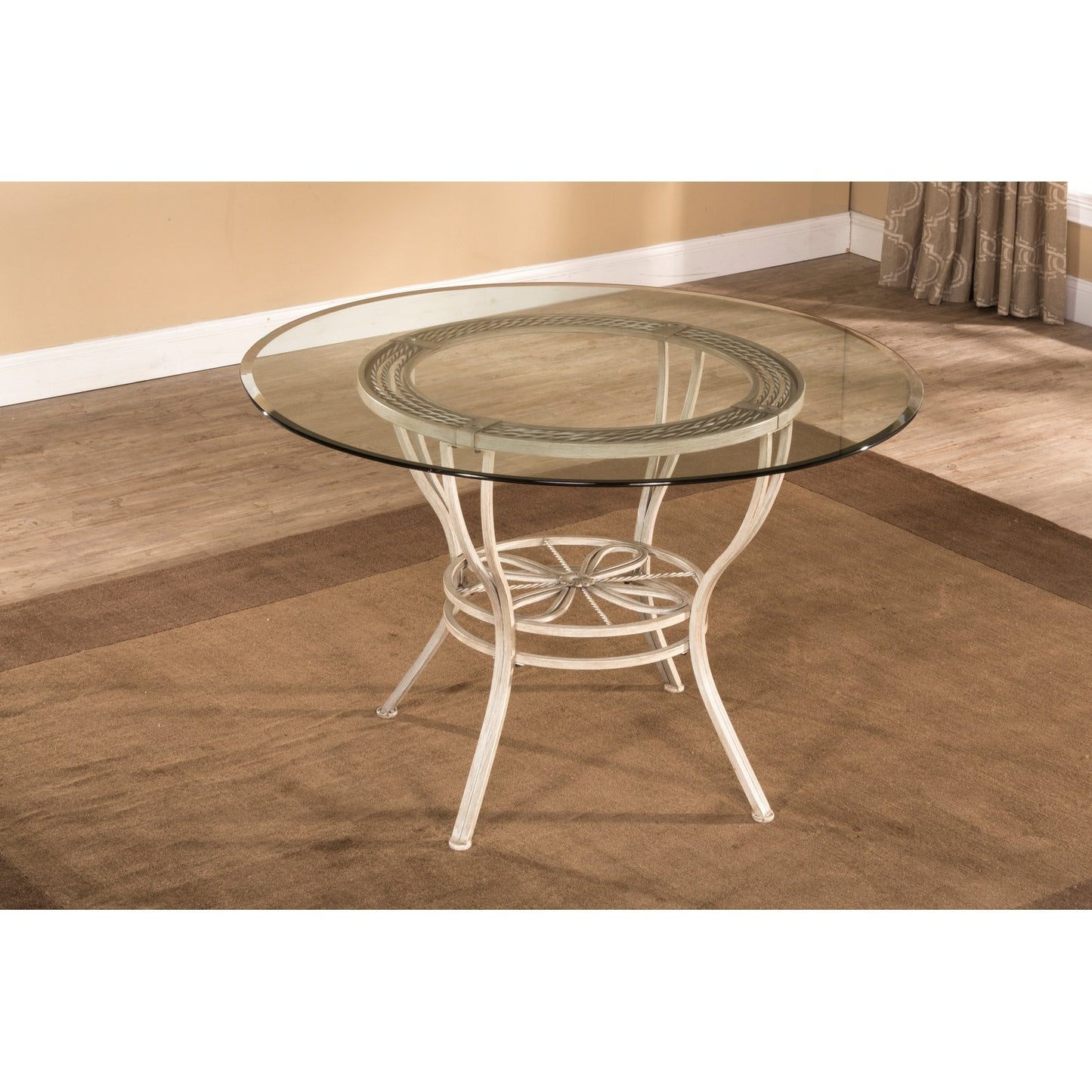 Hillsdale Furniture Napier Metal Round Dining Table, Aged Ivory