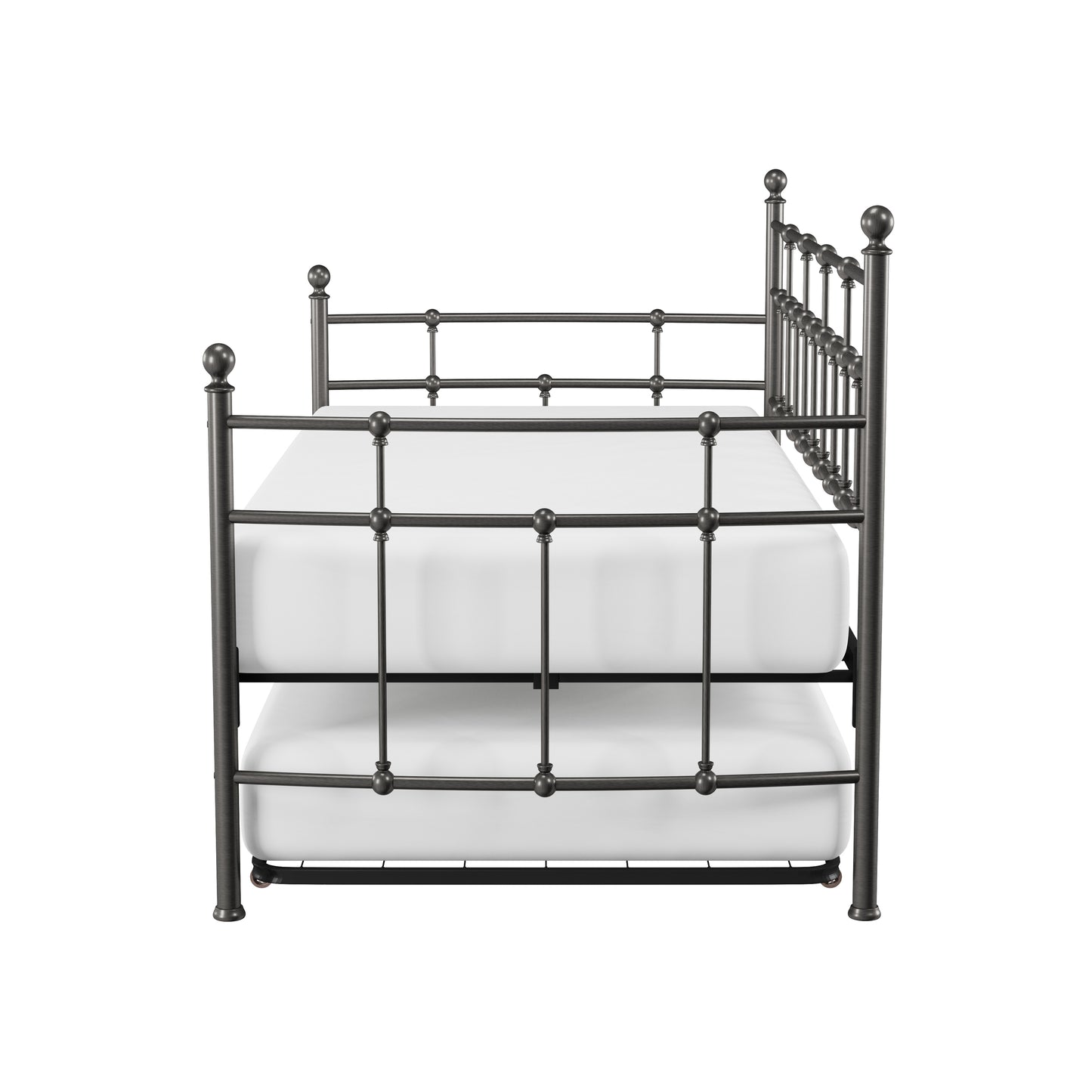 Hillsdale Furniture Providence Metal Twin Daybed with Roll Out Trundle, Aged Pewter