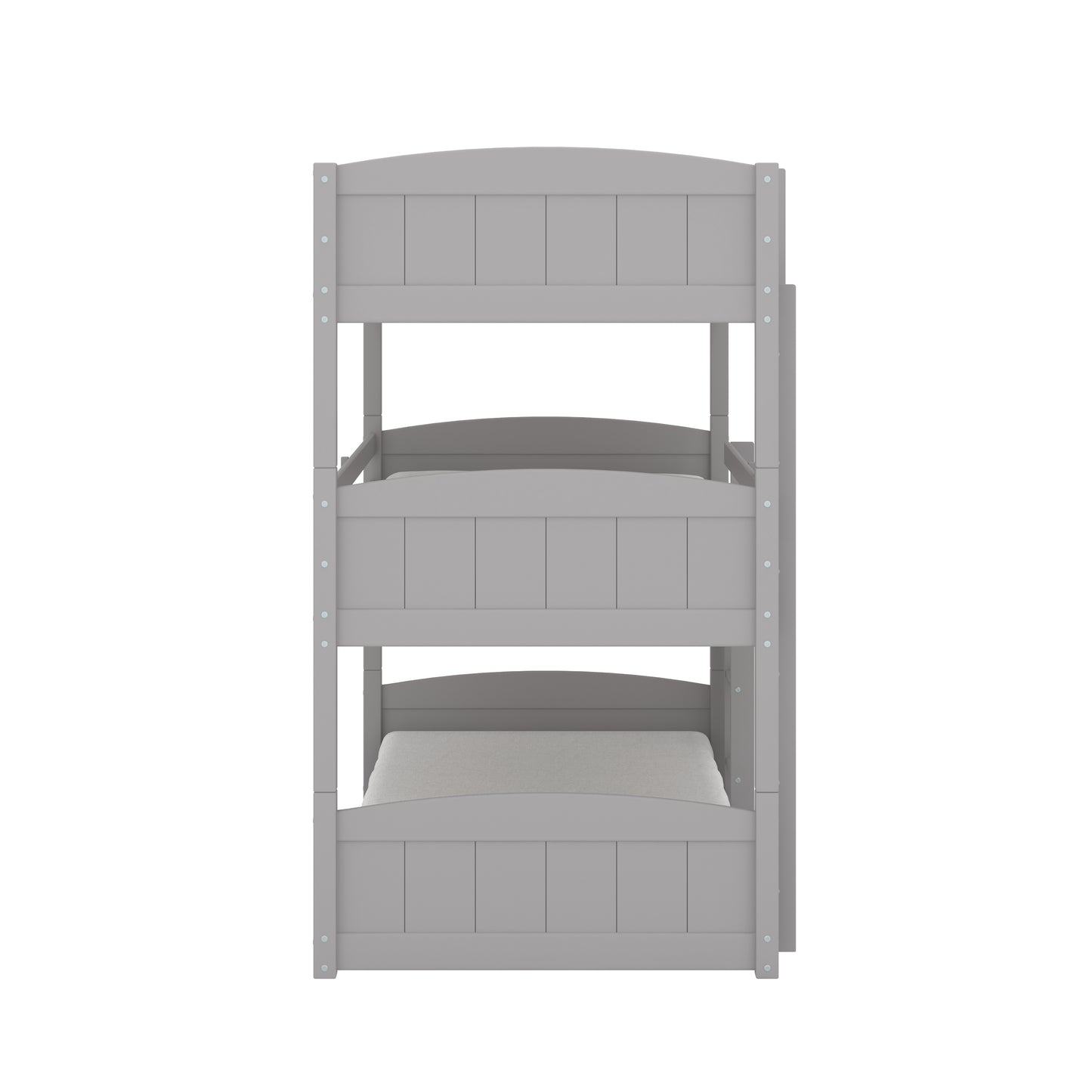 Living Essentials by Hillsdale Alexis Wood Arch Triple Twin Bunk Bed, Gray