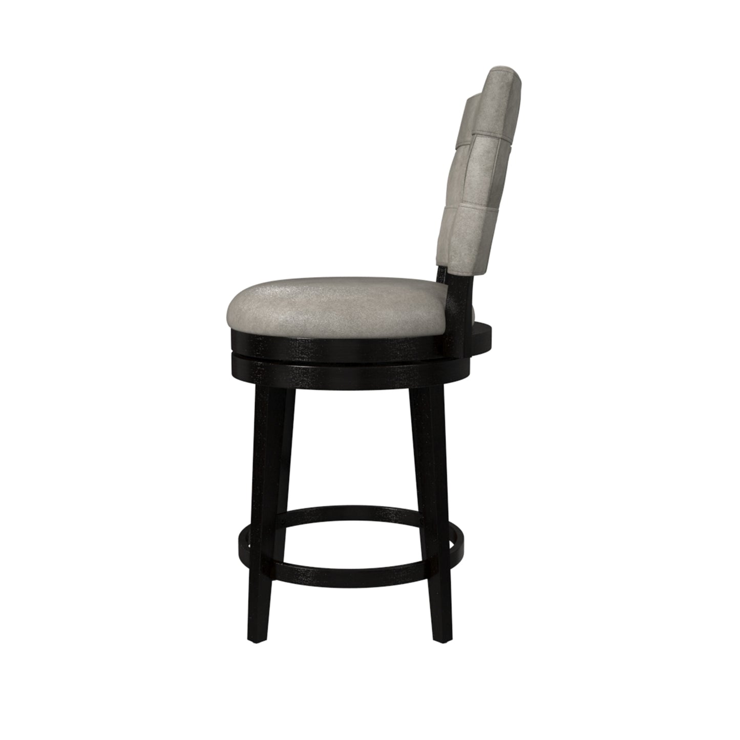 Hillsdale Furniture Kaede Wood and Upholstered Counter Height Swivel Stool, Black with Weathered Granite Gray Faux Leather