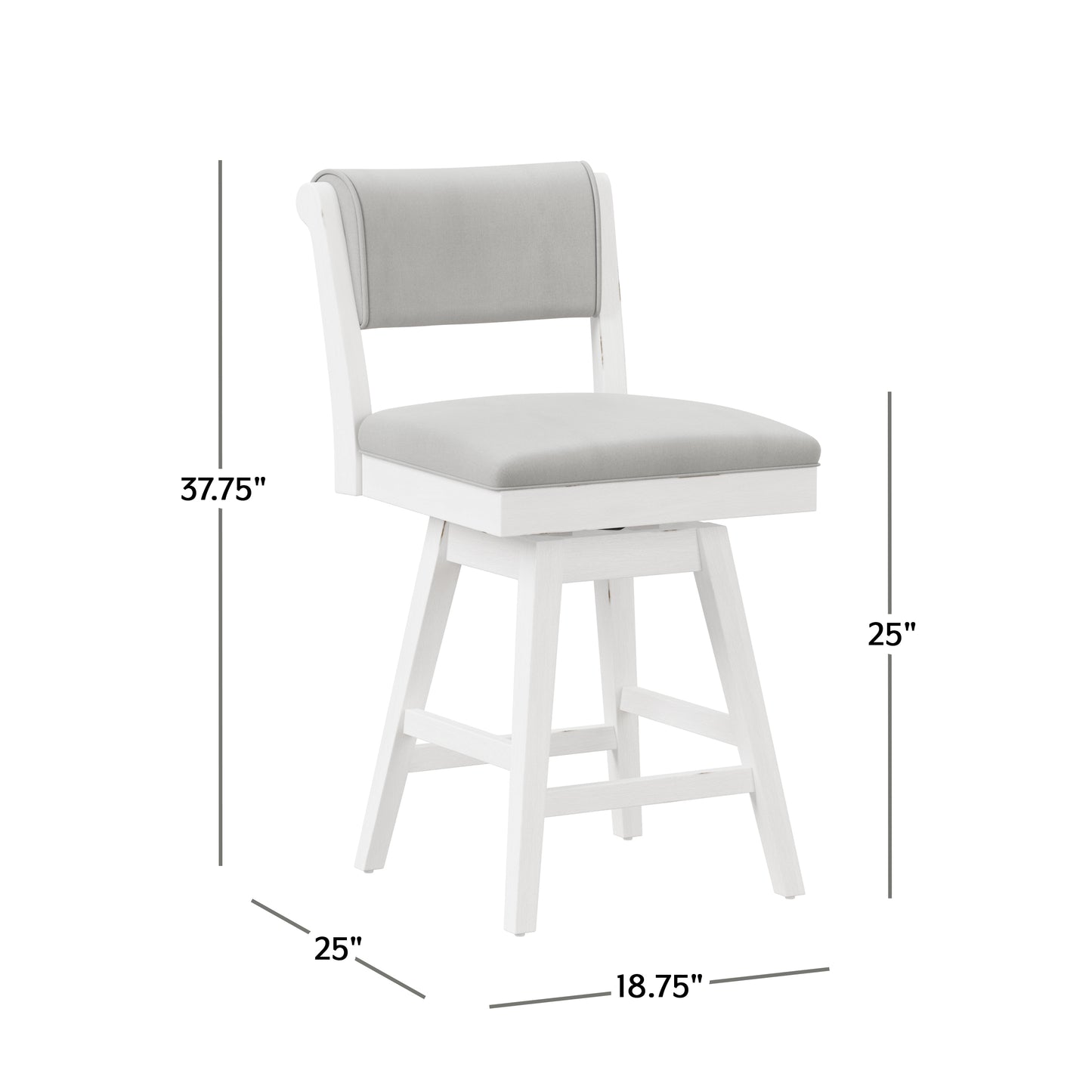 Hillsdale Furniture Clarion Wood and Upholstered Counter Height Swivel Stool, Sea White