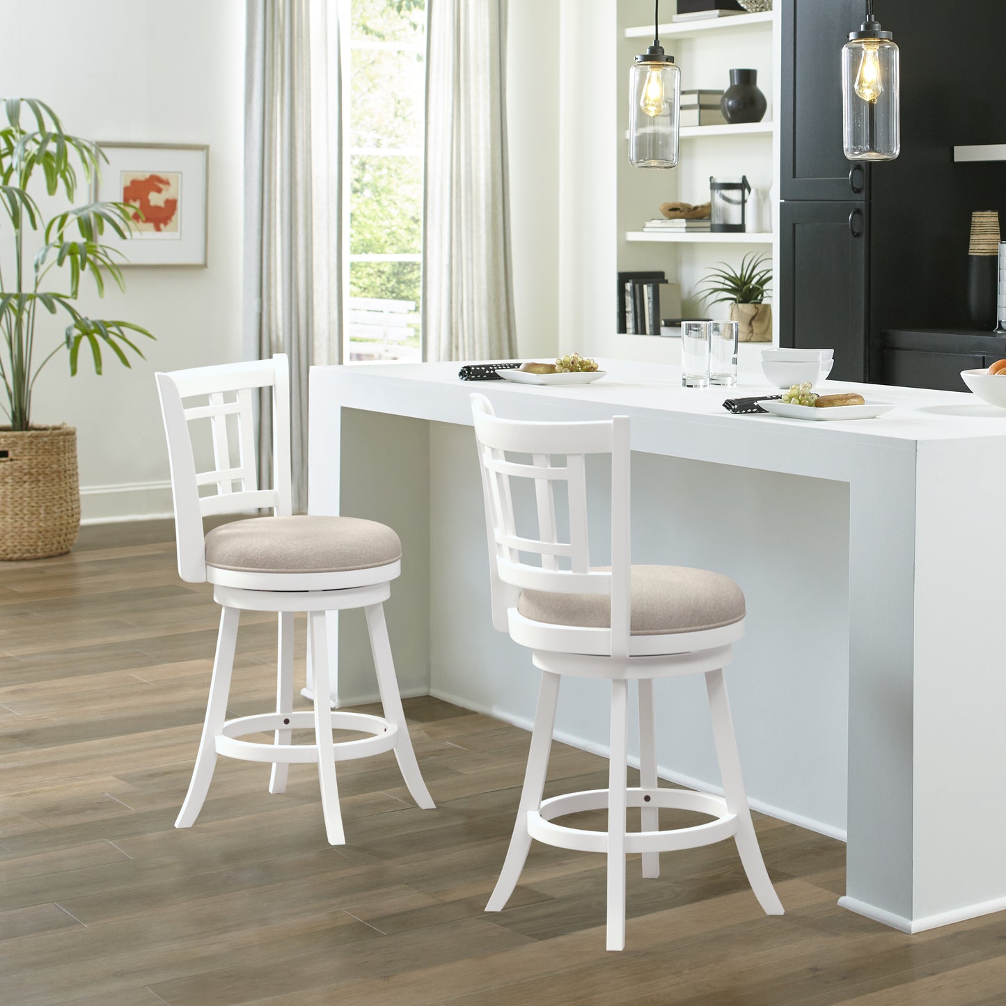 Hillsdale Furniture Fairfox Wood Counter Height Swivel Stool, White