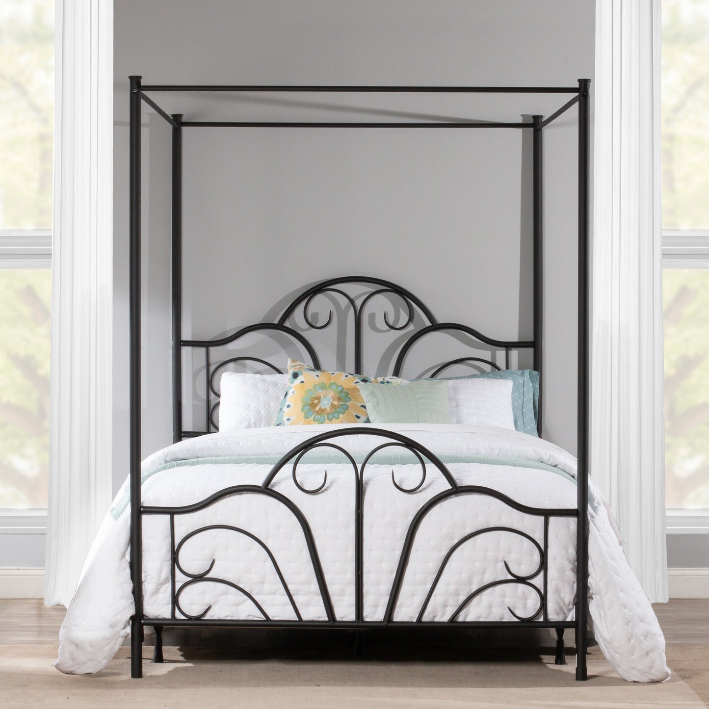 Hillsdale Furniture Dover Full Metal Canopy Bed, Textured Black