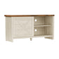 Living Essentials by Hillsdale Columbus 47 Inch Wood Entertainment Console, White Oak with Walnut Finish Top