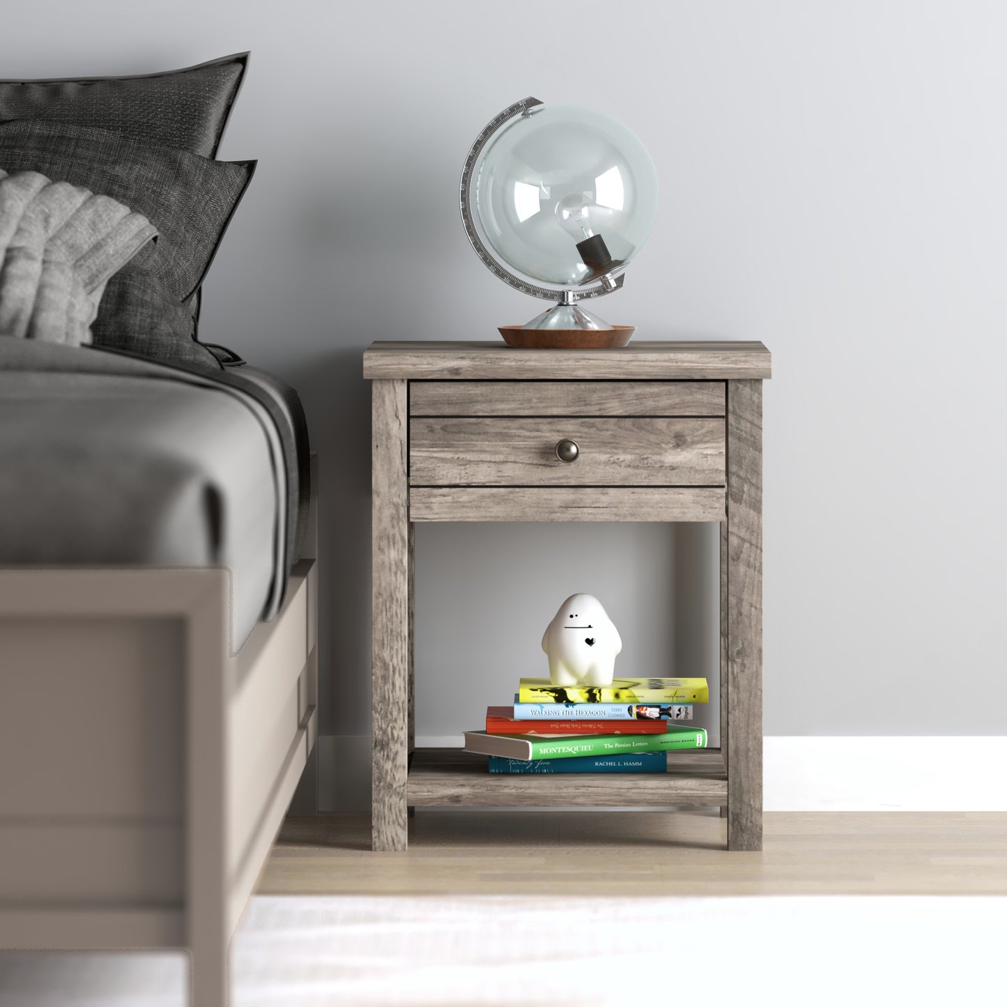 Living Essentials by Hillsdale Harmony Wood Accent Table, Knotty Gray Oak