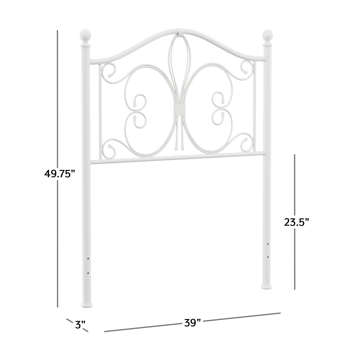 Hillsdale Furniture Ruby Twin Metal Headboard, Textured White