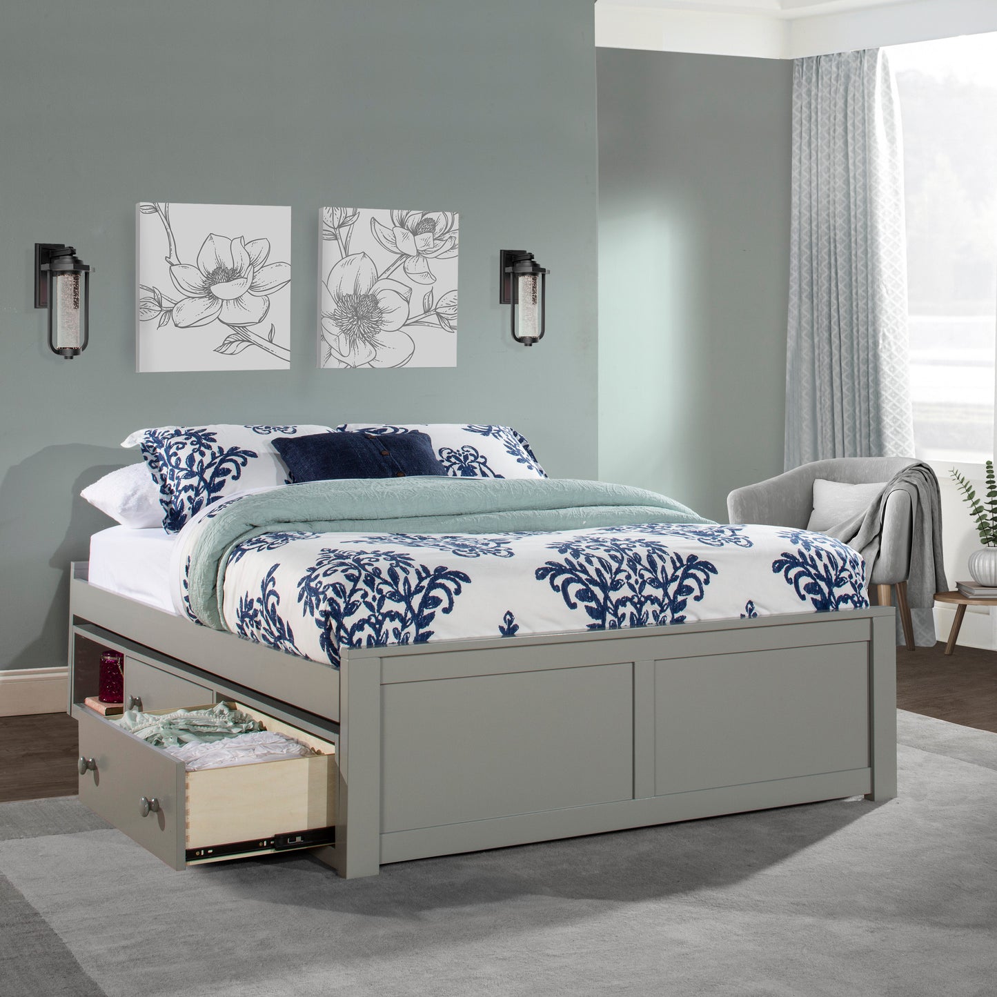 Hillsdale Kids and Teen Pulse Wood Full Platform Bed with Storage, Gray