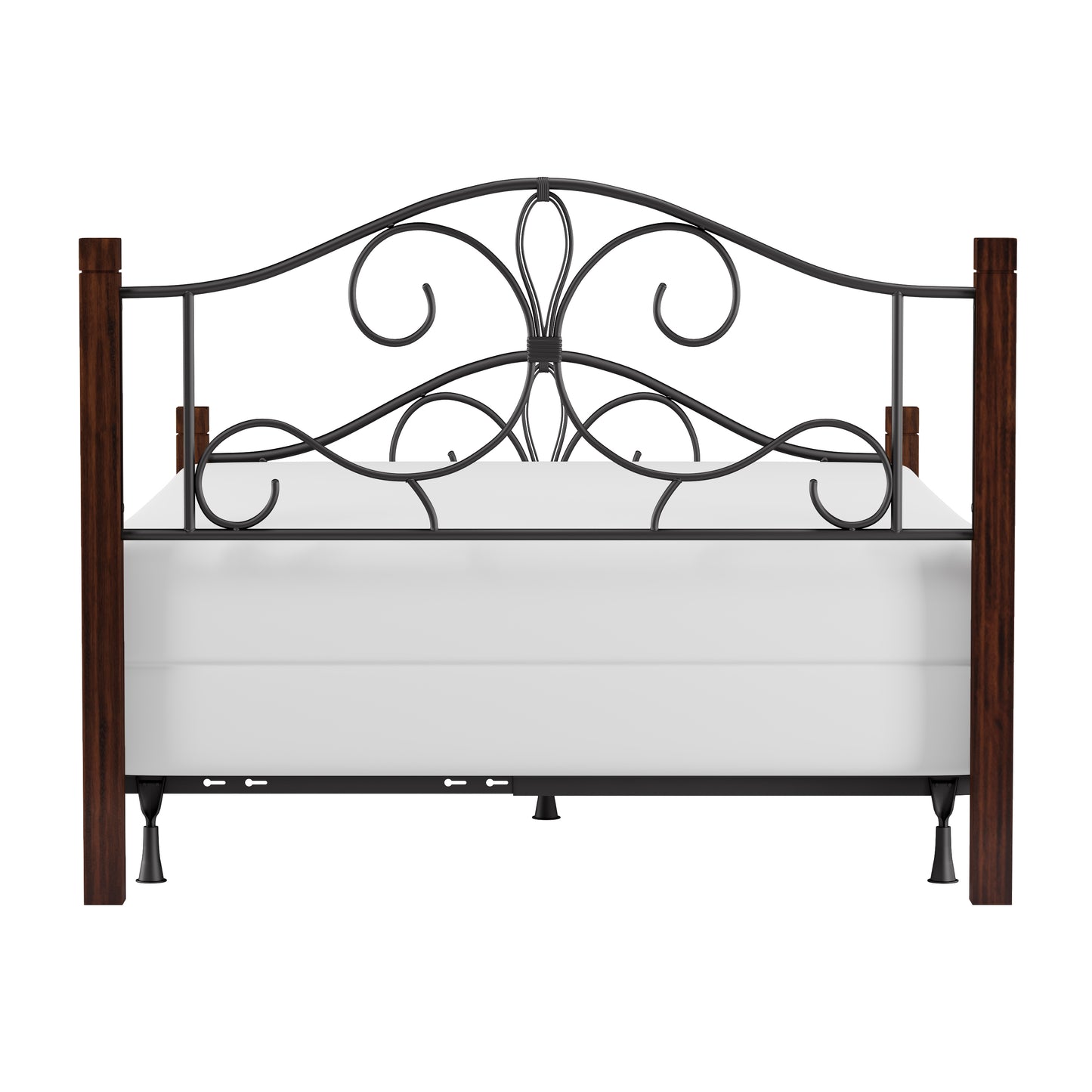 Hillsdale Furniture Destin Queen Metal Bed with Wood Posts, Brushed Cherry