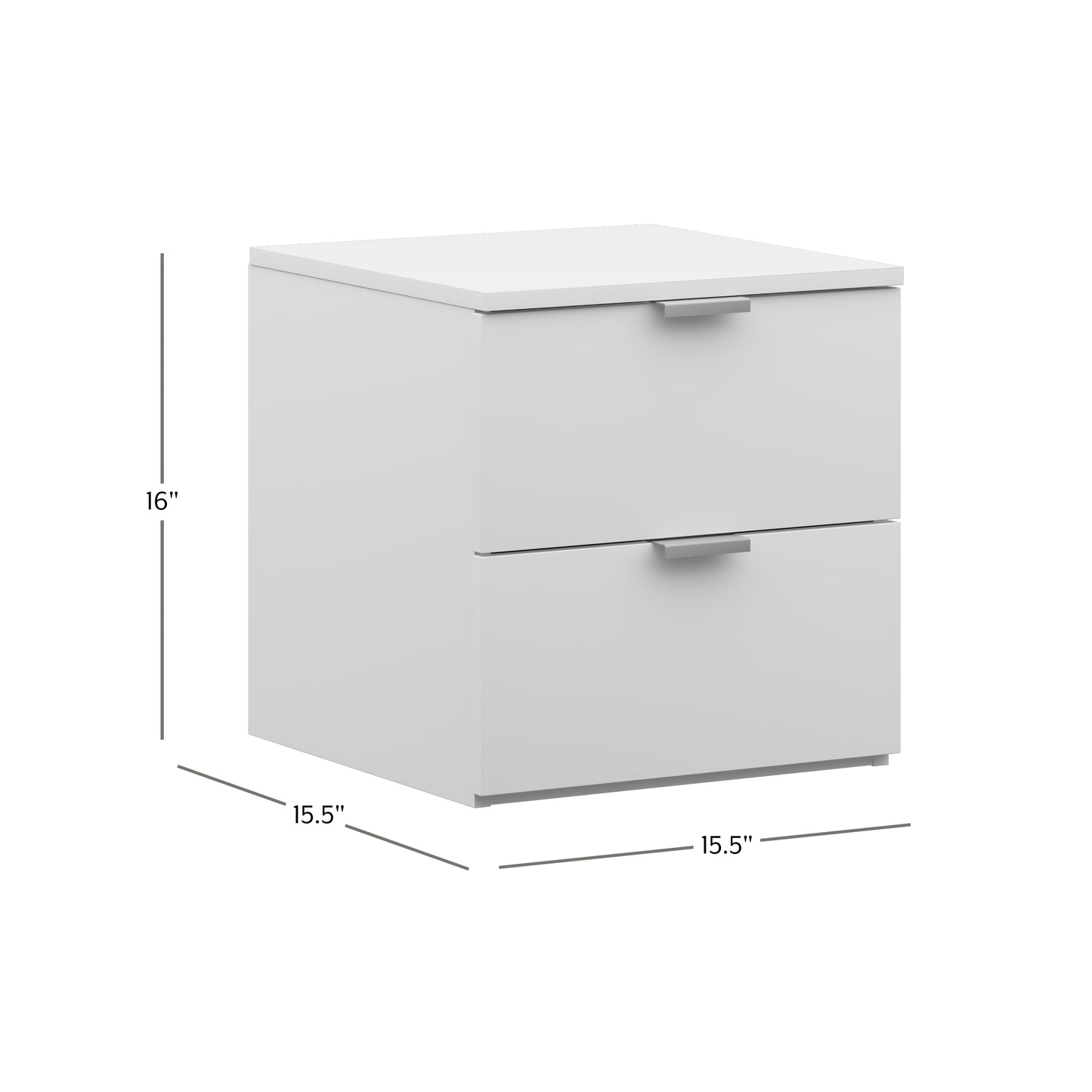 Hillsdale Living Essentials Delmar Wood 2 Drawer Nightstand, Set of 2, Matte White