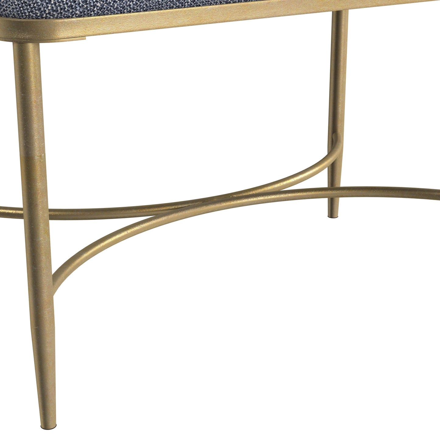 Hillsdale Furniture Wimberly Modern Backless Metal Vanity Stool, Gold with Blue Fabric