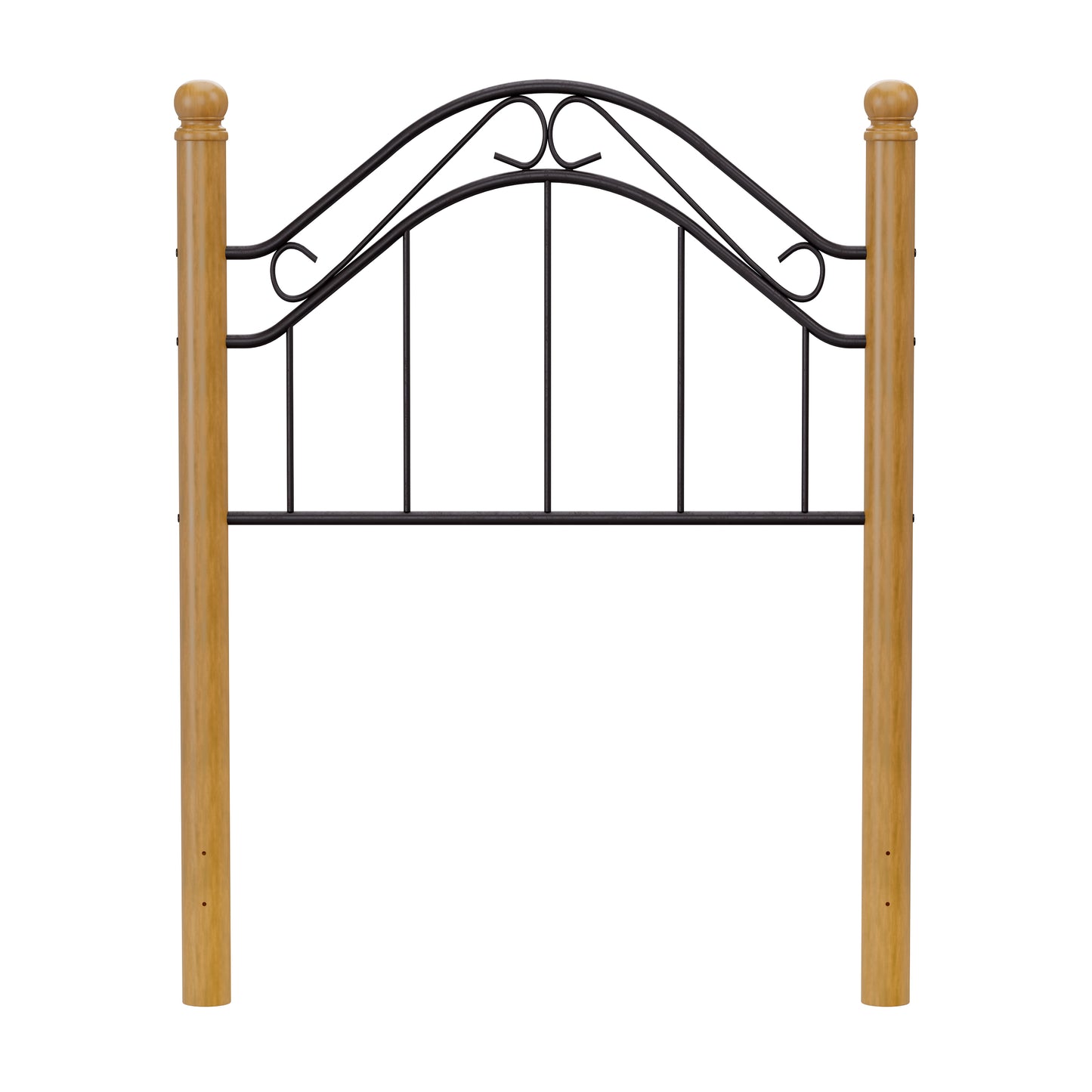 Hillsdale Furniture Winsloh Twin Metal Headboard with Oak Wood Posts without Frame, Black