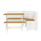 Living Essentials by Hillsdale Gablewood Wood L-Shaped Dining Nook, Washed White with Honey Tops