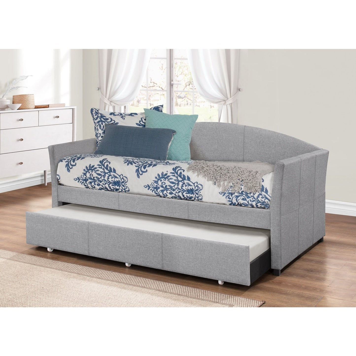 Hillsdale Furniture Westchester Upholstered Twin Daybed with Trundle, Smoke Gray