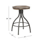 Hillsdale Furniture Worland Backless Metal Adjustable Height Swivel Stool, Gray Metal with Charcoal Finished Wood