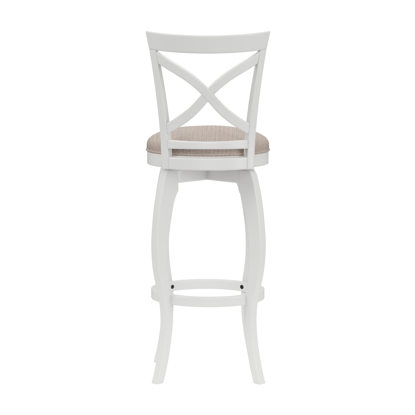 Hillsdale Furniture Ellendale Wood Bar Height Swivel Stool, White with Beige Fabric