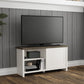 Living Essentials by Hillsdale Handerson 47 Inch Wood Entertainment Console, White with Dark Oak Finish Top