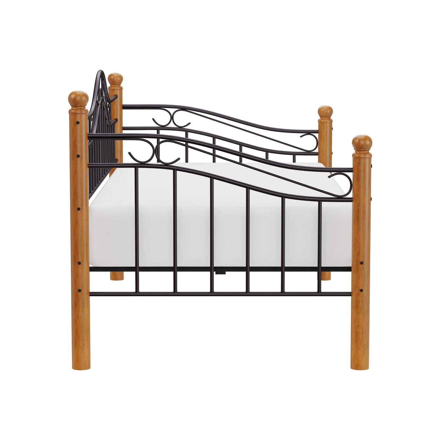 Hillsdale Furniture Winsloh Metal Twin Daybed with Oak Wood Posts, Black