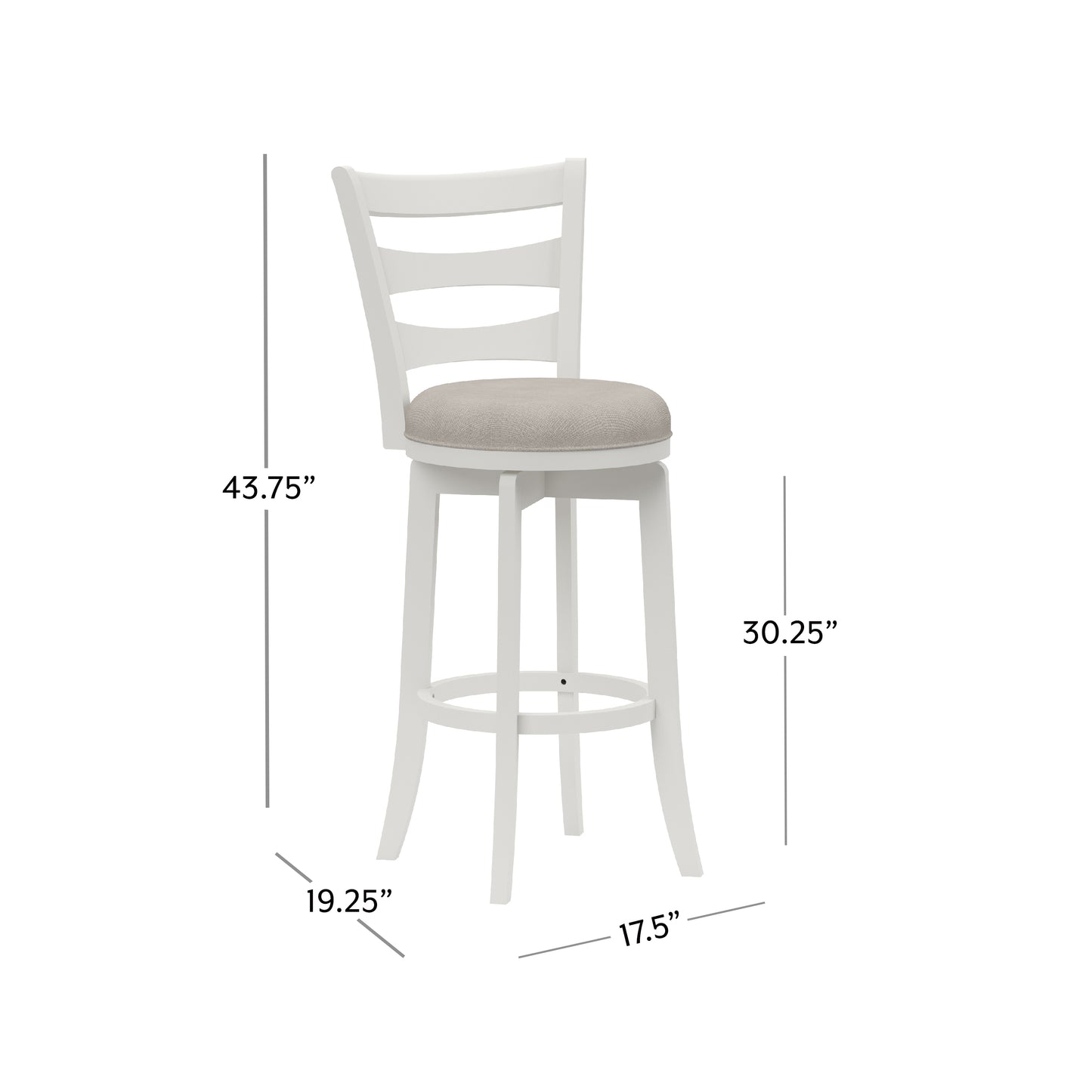 Hillsdale Furniture Elliott Wood Bar Height Swivel Stool, White