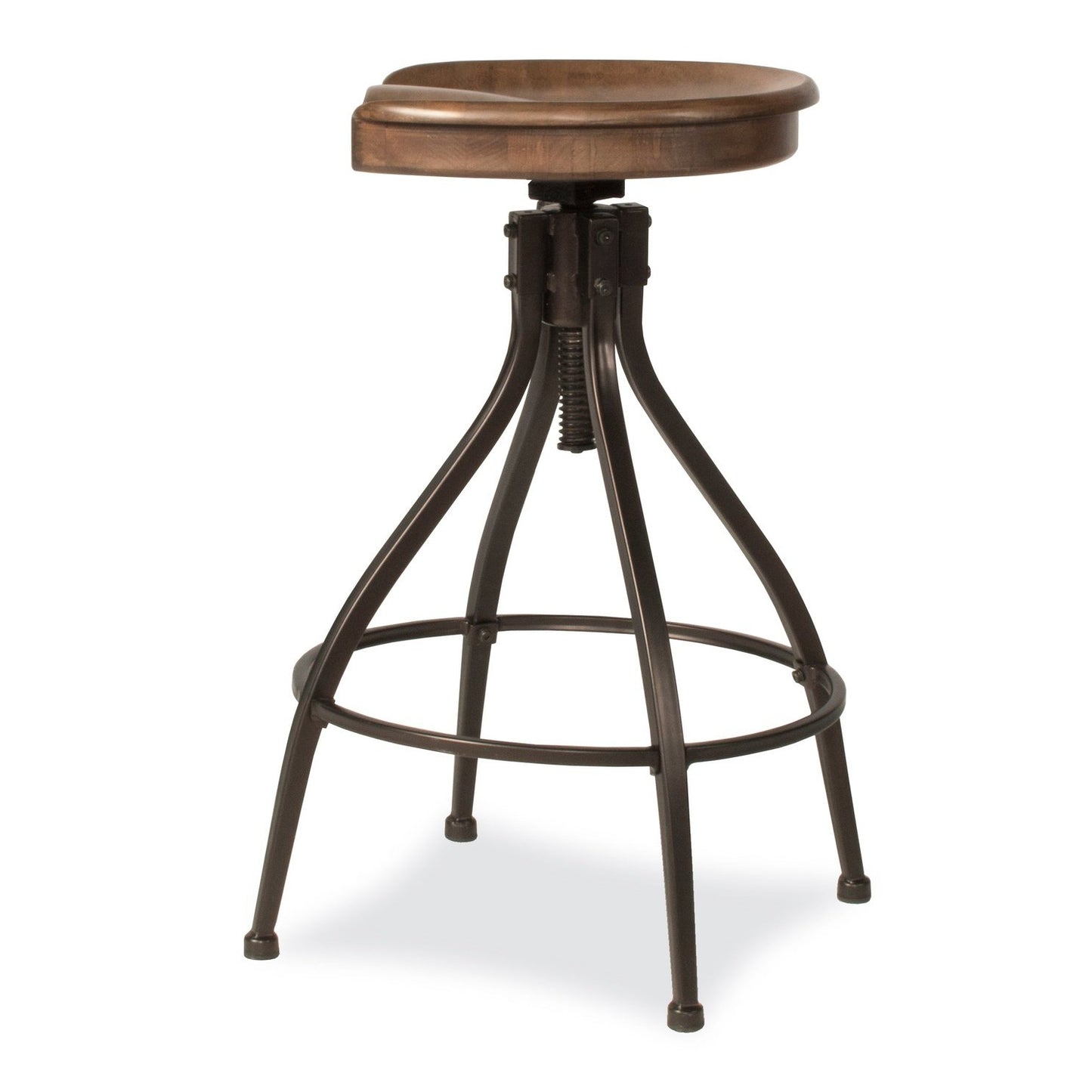 Hillsdale Furniture Worland Metal Backless Adjustable Height Swivel Stool, Brown Metal with Walnut Finished Wood