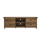 Living Essentials by Hillsdale Prestwick Gaming Ready Wood 70 inch TV Stand with 2 Doors and Shelves, Knotty Oak