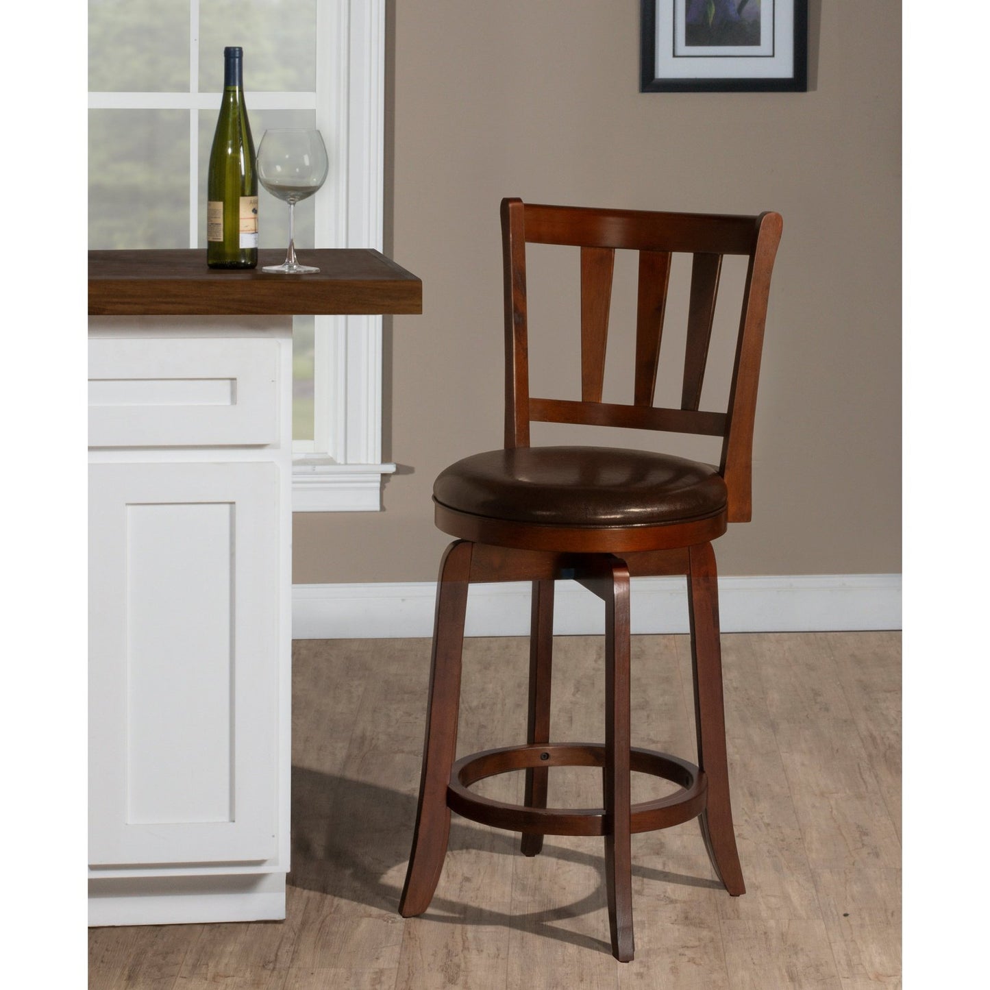 Hillsdale Furniture Presque Isle Wood Counter Height Swivel Stool, Cherry